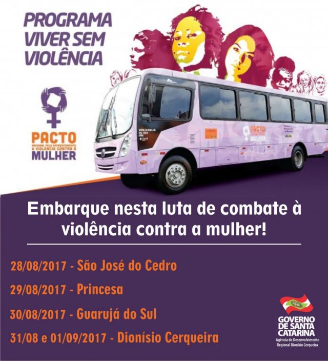 Ônibus lilás do Programa Mulher, viver sem violência percorrerá municípios da ADR de Dionísio Cerqueira