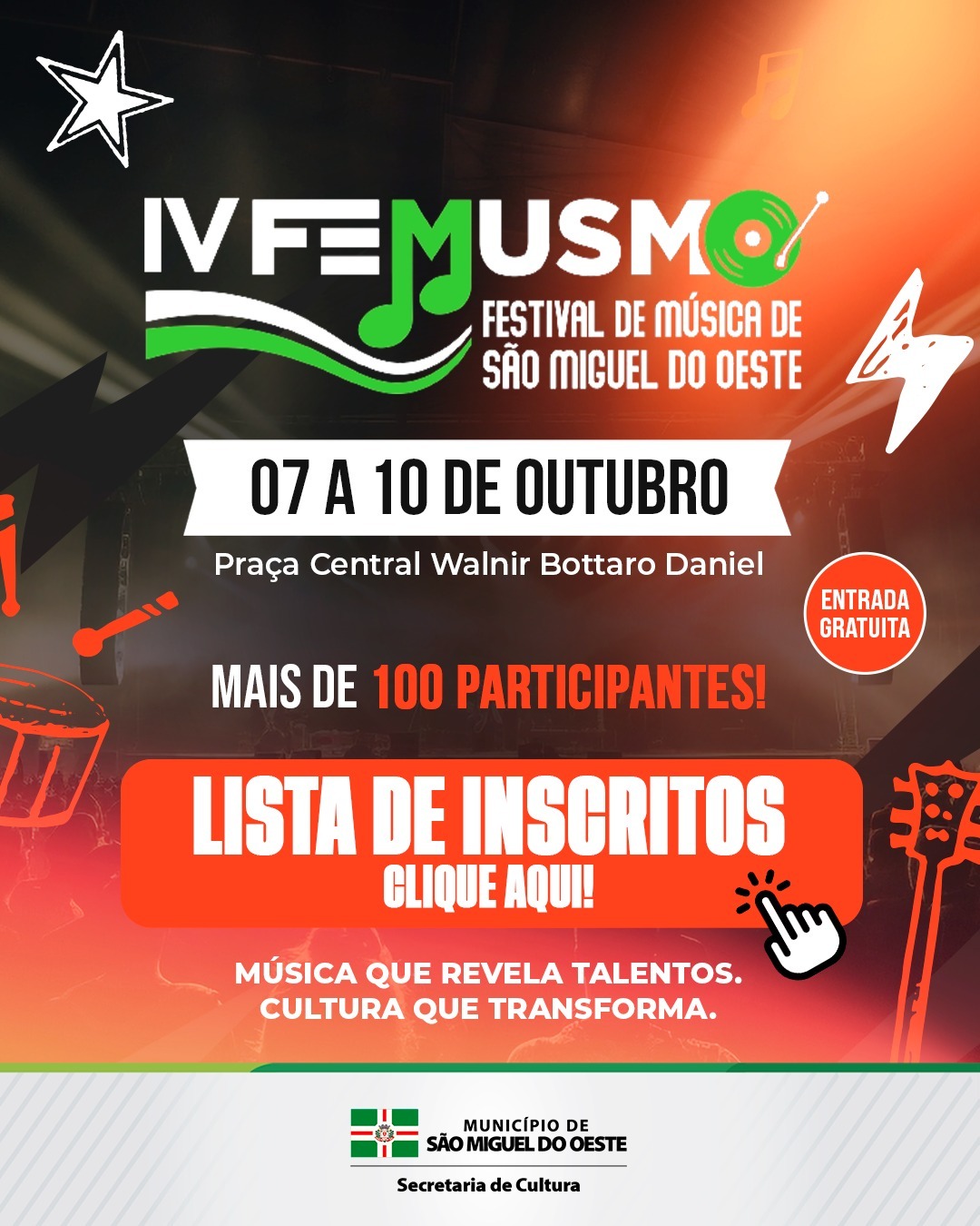 IV Femusmo reúne mais de 120 inscrições para festival em São Miguel do Oeste