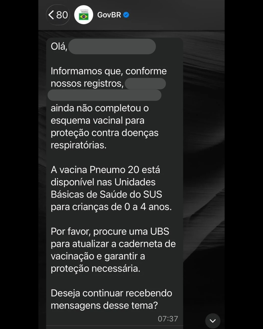 Falha no sistema do Ministério da Saúde gera notificações indevidas sobre vacinação infantil em Descanso